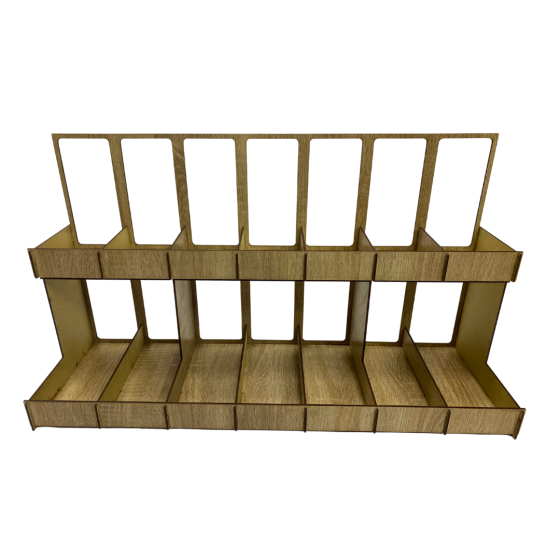 Полка для специй деревянная, органайзер под банки на 14 секций, стеллаж двухъярусный, куххоный для хранения Каменец-Подольский