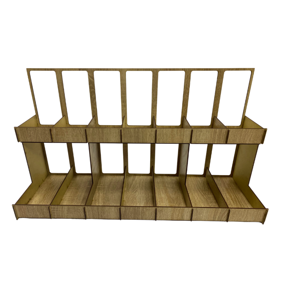 Полка для специй деревянная, органайзер под банки на 14 секций, стеллаж двухъярусный, куххоный для хранения Каменец-Подольский - изображение 3