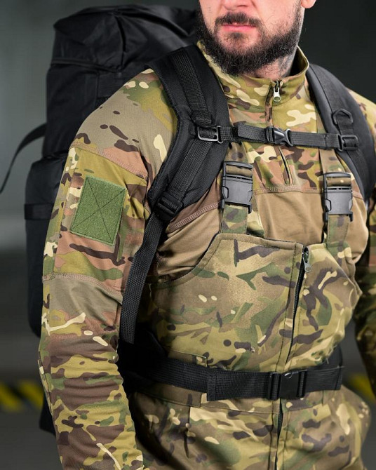 Рюкзак тактический 70 л Водонепроницаемый  черный ПП8252 Одесса - изображение 4