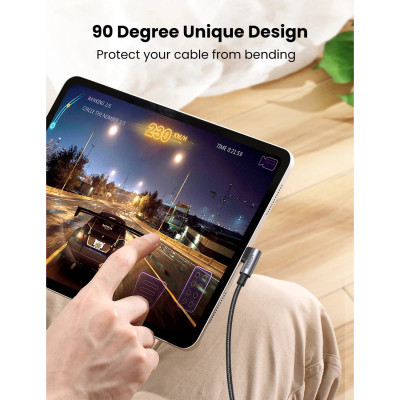 Дата кабель USB-C 2.0 to USB-C 1.0m 90° corner US334 black Ugreen (70643) Вінниця - фото 9