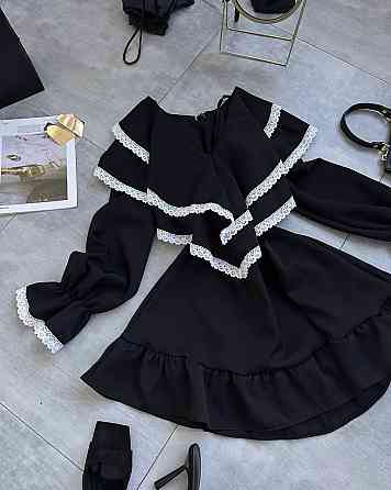 Женское романтичное платье с длинным рукавом костюмка + кружево Одесса