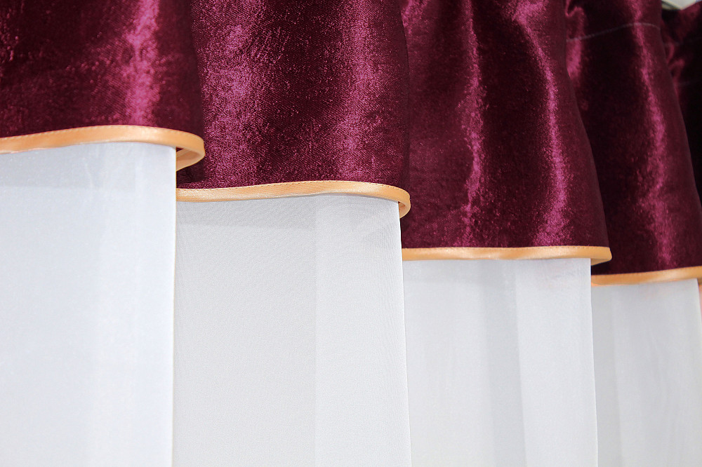 Кухонная занавеска VR-Textil № 00к белый с бордовым 280х170 см (59-804) Киев - изображение 4