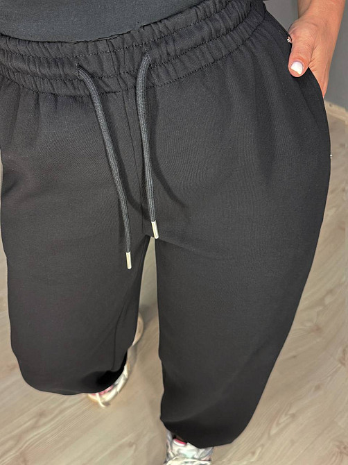 Штаны женские A-N 27090 джогеры спортивные на резинке трикотажные черные, черный, M Киев - изображение 4