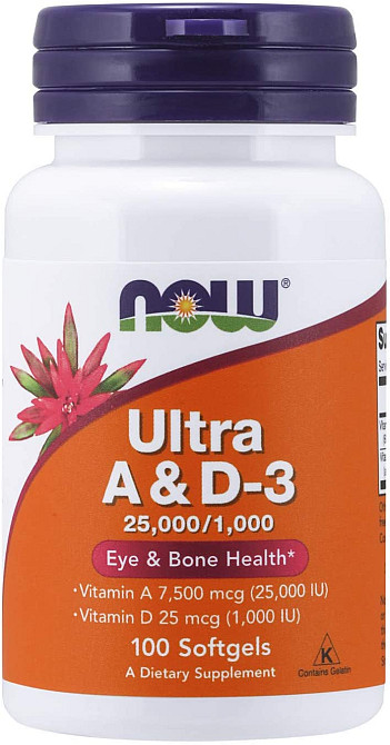 Вітаміни А и D3 Now Ultra A&amp;D-3 25000/1000IU 100 softgels Луцьк - фото 1