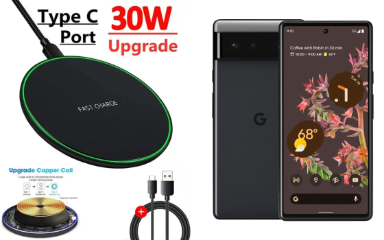 Бездротовий зарядний пристрій Copper до 30W для Google Pixel 4, Pixel 4 XL, USB-C, LED Київ