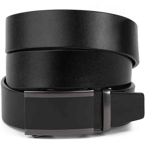 Ремінь чоловічий c затемненою пряжкою і чорною вставкою Vintage 20284 Чорний Київ