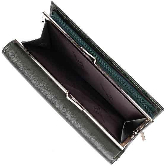 Вместительный женский кошелек на магнитах из натуральной кожи ST Leather 23115 Зеленый Киев
