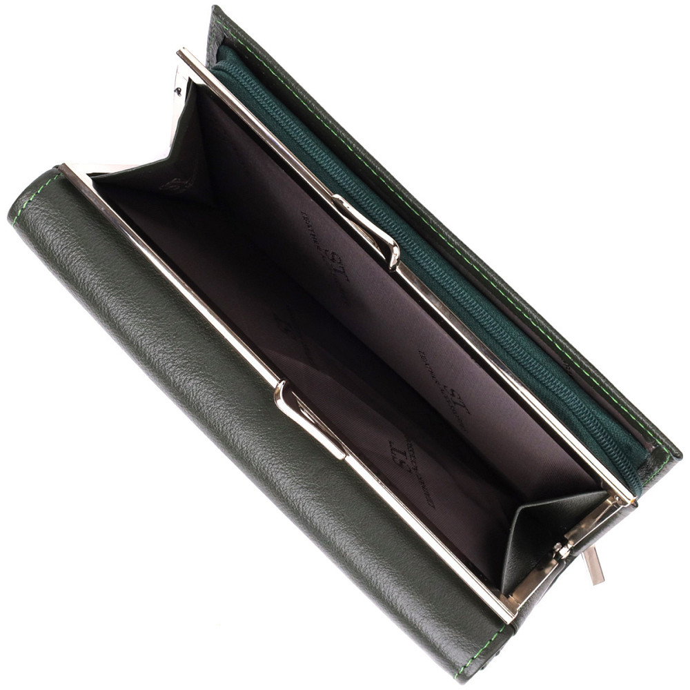 Вместительный женский кошелек на магнитах из натуральной кожи ST Leather 23115 Зеленый Киев - изображение 5