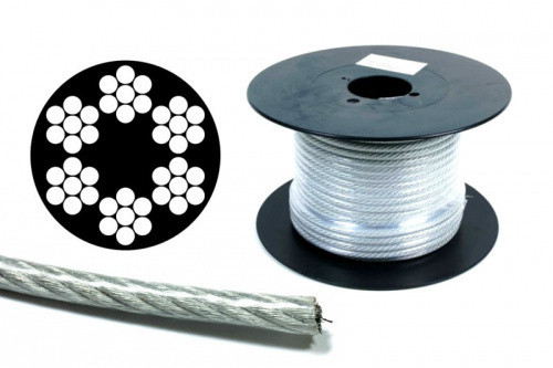 Трос у ПВХ обплетенні оцинкований 5 мм (4+1 мм) DIN 3055 (6x7+FC) бухта 100 м APRO Рівне - фото 1