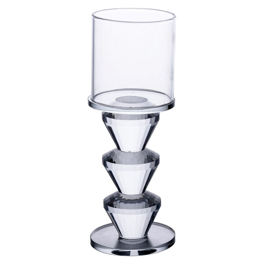 Yiwu Підсвічник скляний 6×16.5 см на одну свічку підсвічник келих на ніжці декоративний прозори Коломия - фото 1