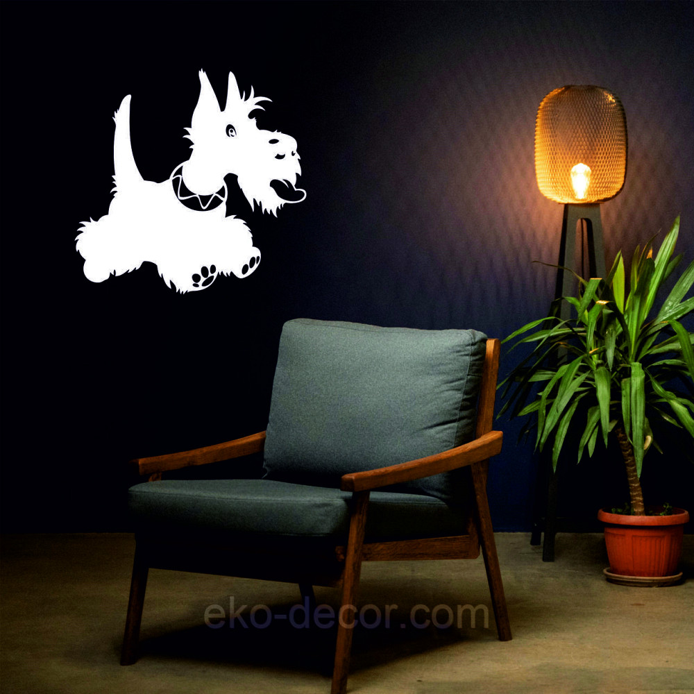 Декоративне настінне Панно «Шотланський тер'єр», Декор на стіну 70*70 см, Білий Київ - фото 4