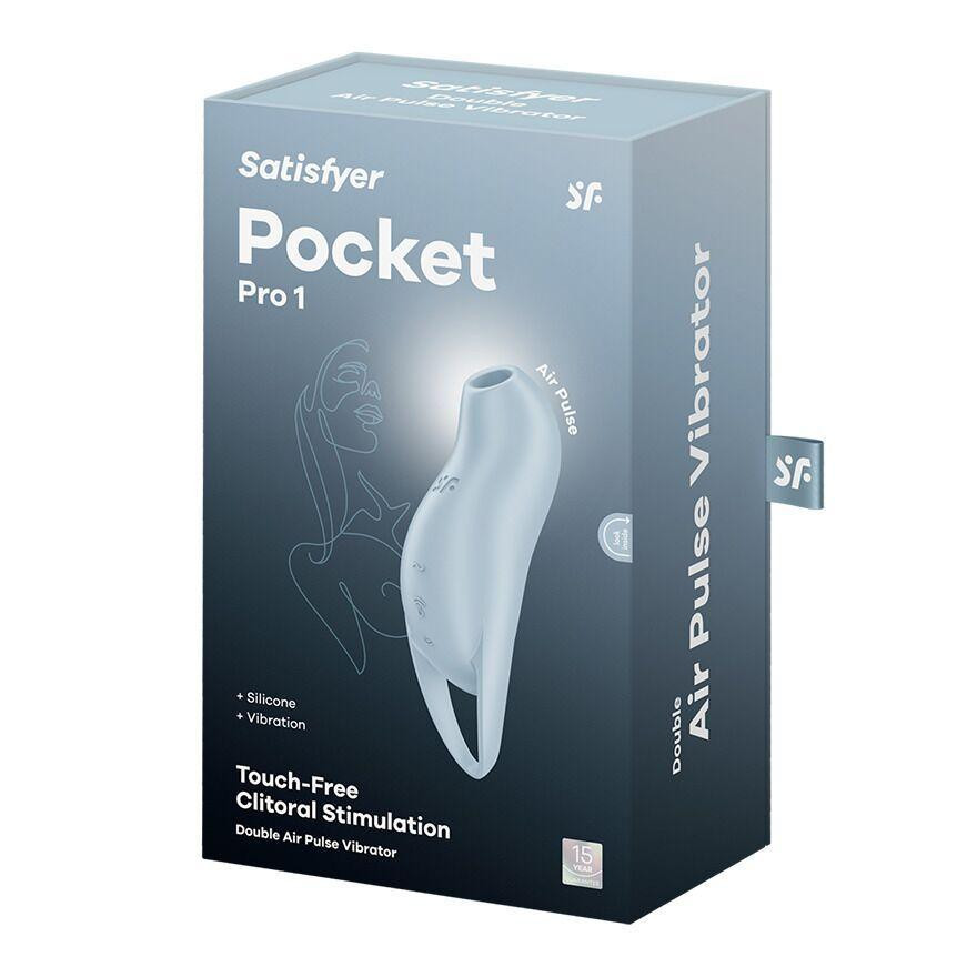 Вакуумний кліторальний стимулятор з вібрацією Satisfyer Pocket Pro 1 Blue Sex Aura Київ - фото 5