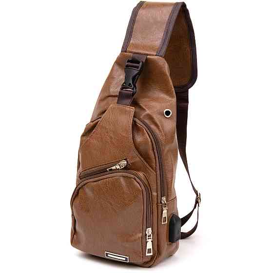 Сумка кросс боди с эмблемой из кожзама Vintage 20570 Рыжая Киев