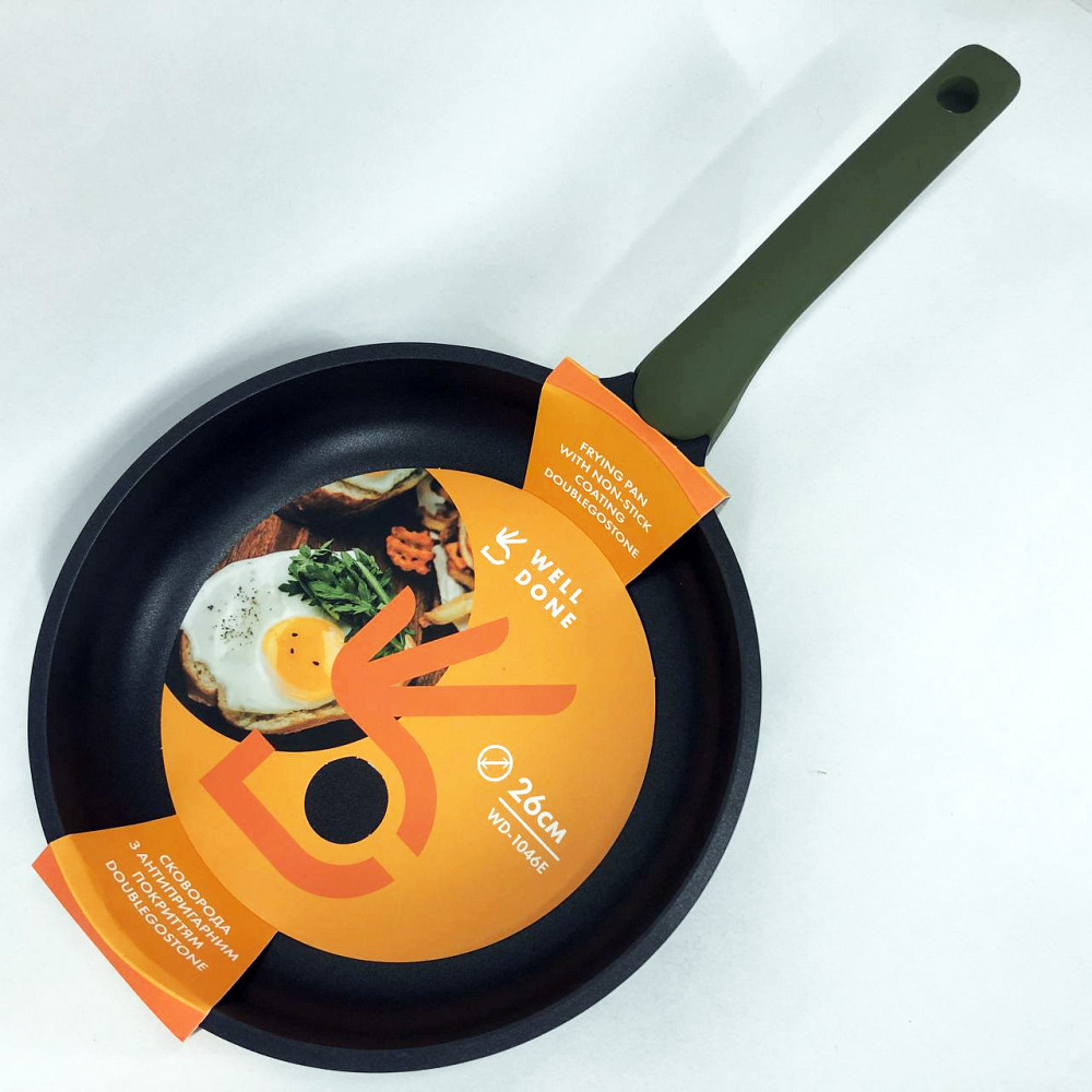 Сковорода для приготовления на любой плите Well Done WD-1046E 26 см, Сковорода без растительного масла FY-69 Львов - изображение 3