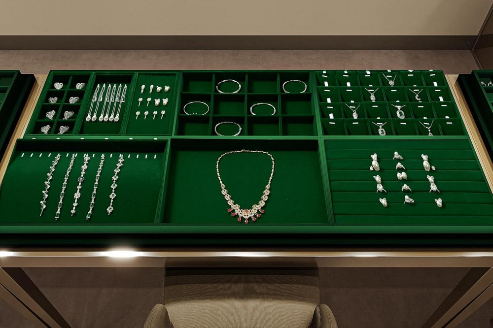 Лоток для украшений Velvet 12 отделений Темно-зеленый 35×24×3.5 см бархатный органайзер штабелируемый для Киев - изображение 3