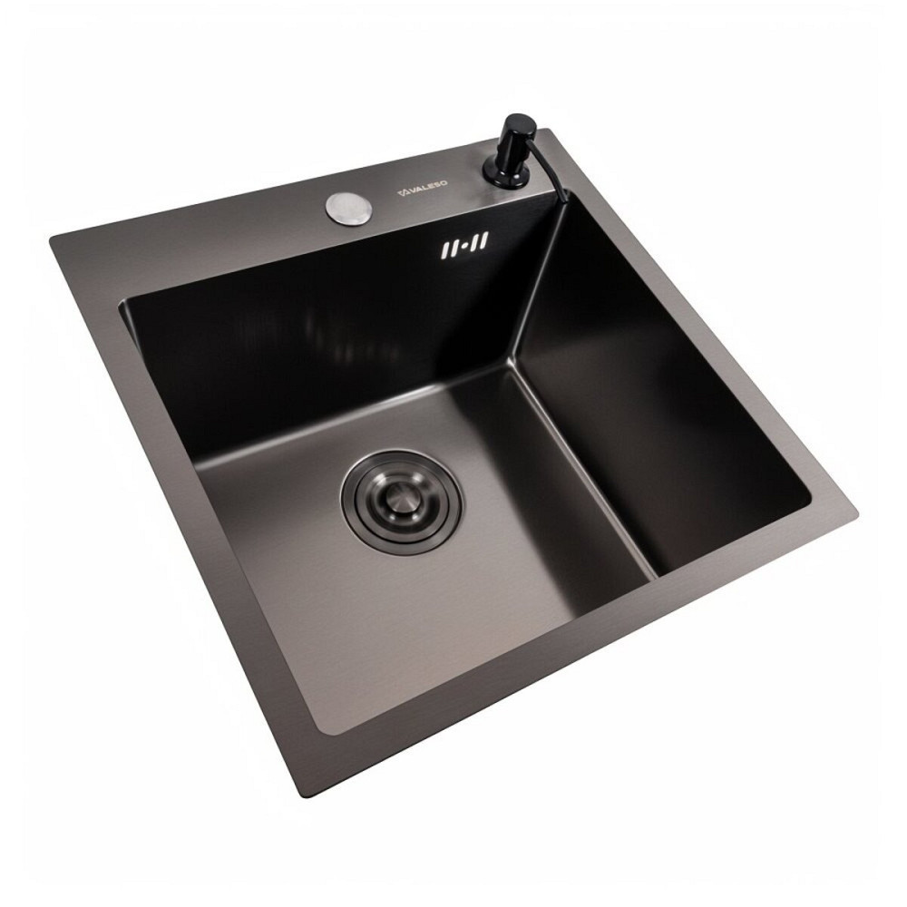 Кухонна мийка 45*45 Valeso Handmade PVD чорна (сифон крулий 3,0/0,8) Коломыя - изображение 3