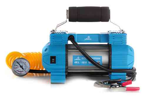 Двохпоршневий автомобільний компресор 45 л/хв 8,2 Атм з ліхтарем, витою трубкою, клемами АКБ 12 Atelie Харків