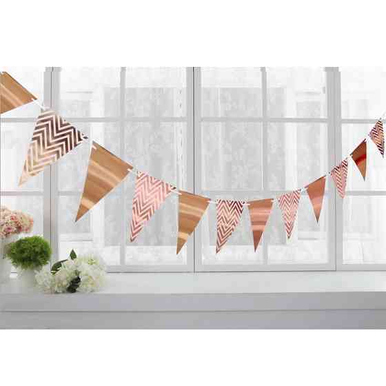 Гирлянда треугольники для праздника 4 м 18 на 13 см розовое золото Киев