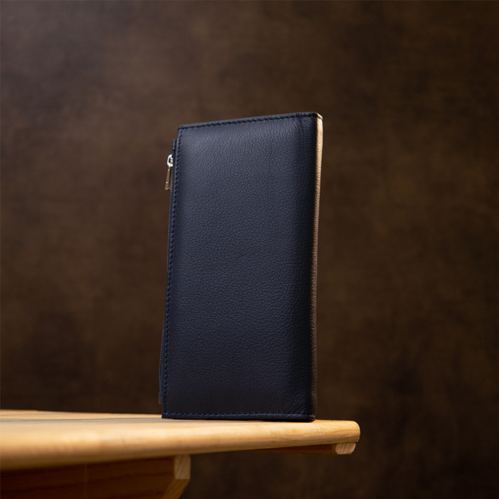 Стильний жіночий шкіряний гаманець ST Leather 19382 Темно-синій Київ - фото 9