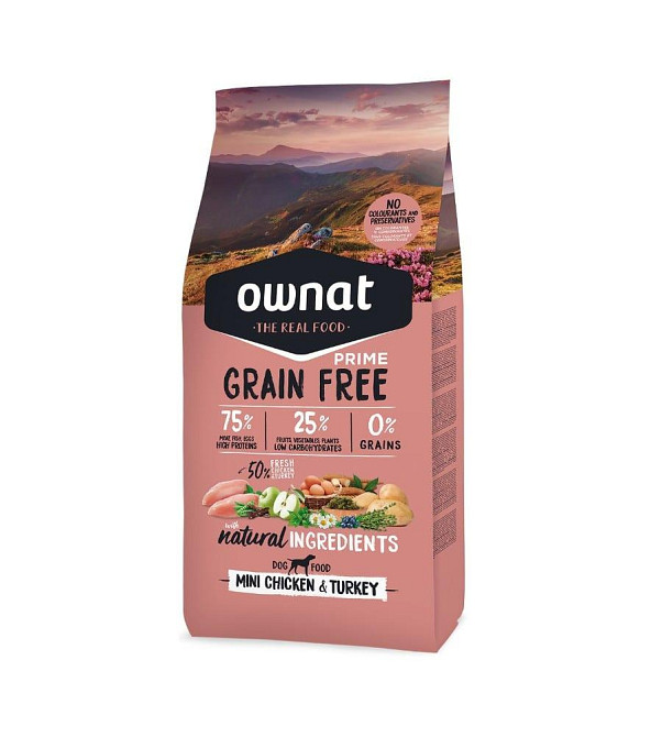 Сухий корм для собак Овнат Ownat Grain Free міні від 1 до 10 кг з куркою та індичкою, 3 кг Вінниця - фото 1