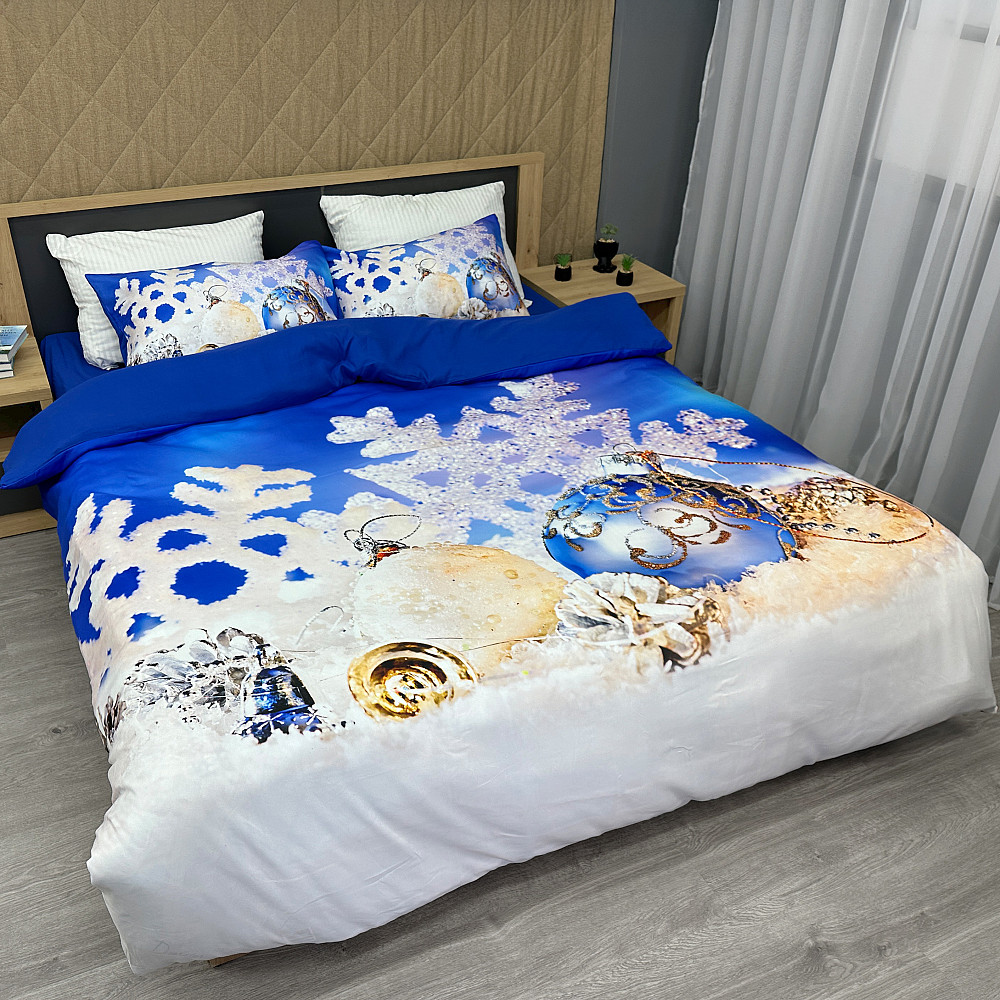 Комплект постільної білизни Фланель, Євро 200х220 з Різдвяним (Новорічним) принтом (88-199) Київ - фото 1