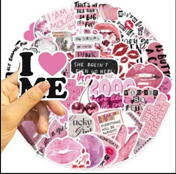 Набор виниловых стикеров Pink Girly, 50 шт Киев