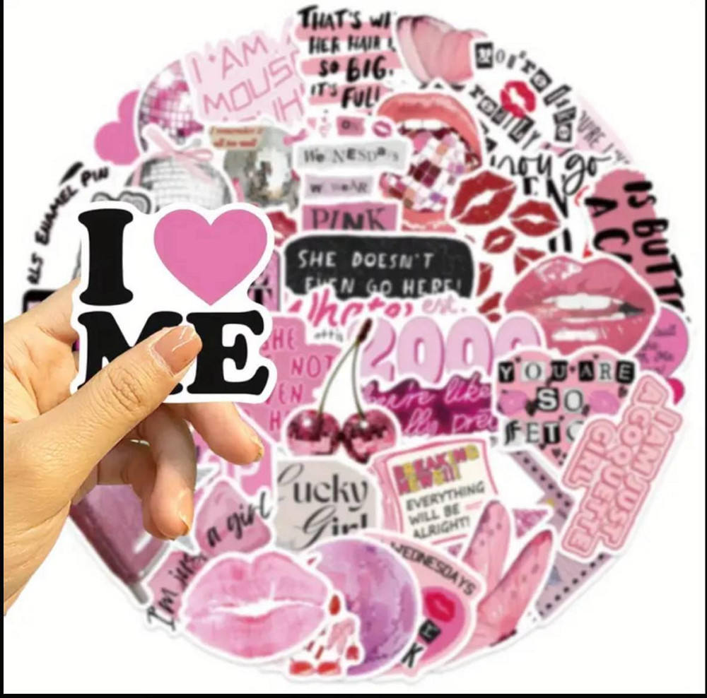 Набор виниловых стикеров Pink Girly, 50 шт Киев - изображение 1