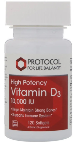 Вітамін Д3 (холекальциферол з ланоліну) Protocol for Life Balance Vitamin D3 10 000 МЕ 120 капс Київ - фото 1