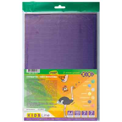 Кольоровий картон ZiBi А4, гофрокартон, 7 аркушів/ 7 кольорів (ZB.1974) Вінниця