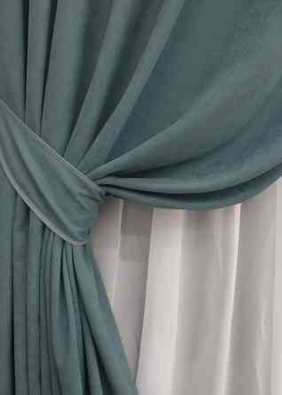 Комплект готовых штор VR-Textil Микровелюр Petek № 1507ш Серо-голубой 150х285 см 2 шт (33-0389) Киев