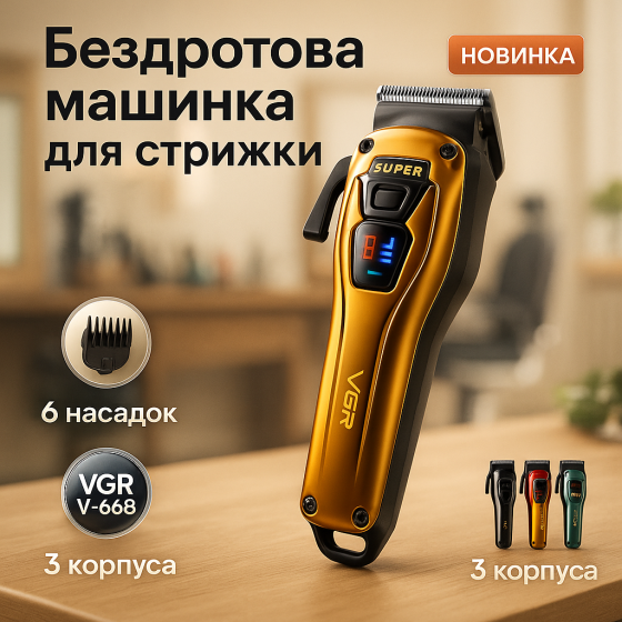 Електромашинка для стрижки VGR V-668, Професійна машинка для стрижки волосся та бороди UD-27 Львів