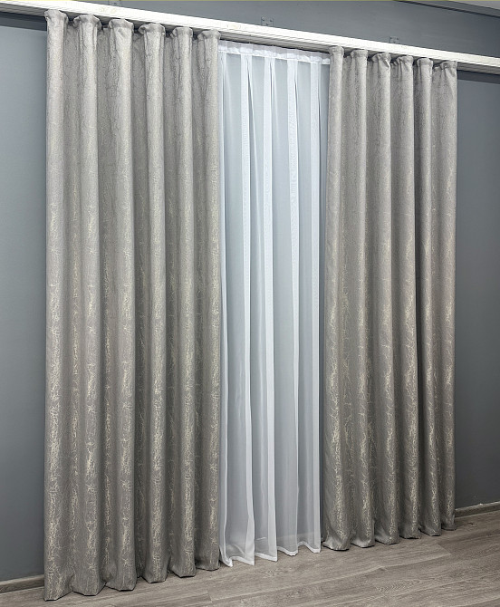 Комплект штор VR-Textil Жакард Viva Marmo № 1781ш Світло-сірий 150х290 см 2 шт (33-0732) Київ - фото 4