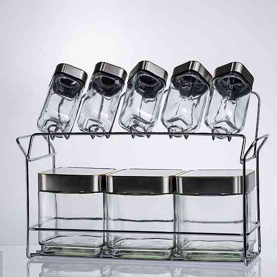 Набір ємностей для зберігання 8 штук по 100/700 мл на металевій підставці HP-1347 Коломия