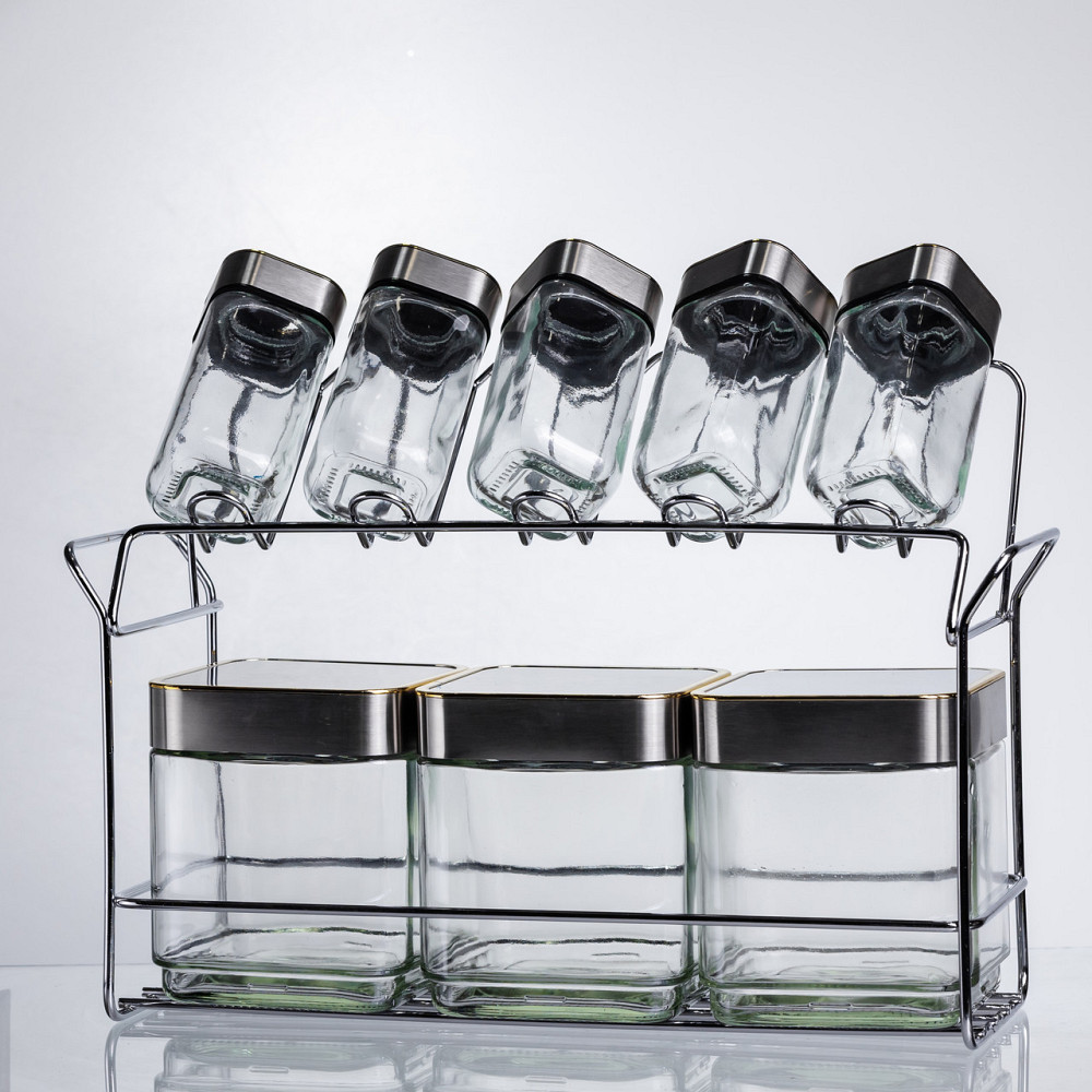 Набір ємностей для зберігання 8 штук по 100/700 мл на металевій підставці HP-1347 Коломия - фото 4