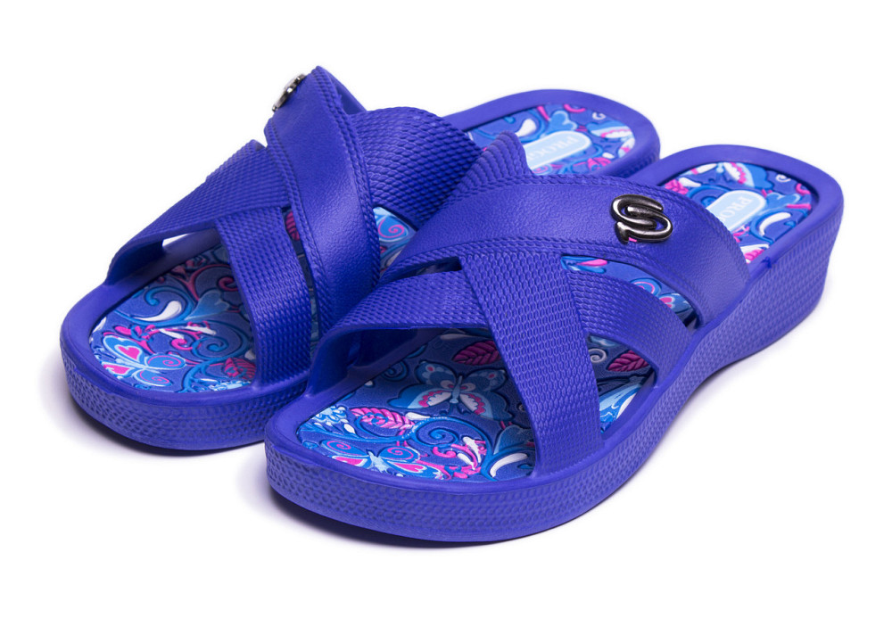 Женские шлепанцы летние танкетка фиолет 129 пенка Одесса - изображение 4