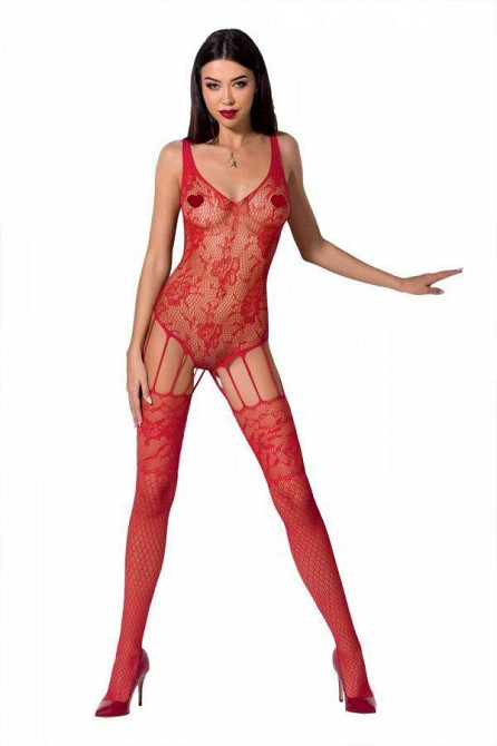Ажурный бодистокинг с имитацией чулок Passion BS074 red Sex Aura Киев - изображение 1
