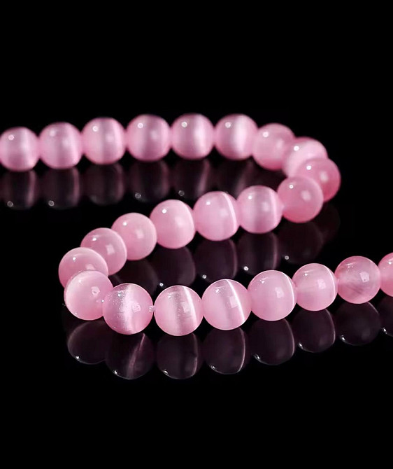 Бусины кошачий глаз розовые 8 мм 45 шт круглые бусины для браслетов и украшений Киев - изображение 3