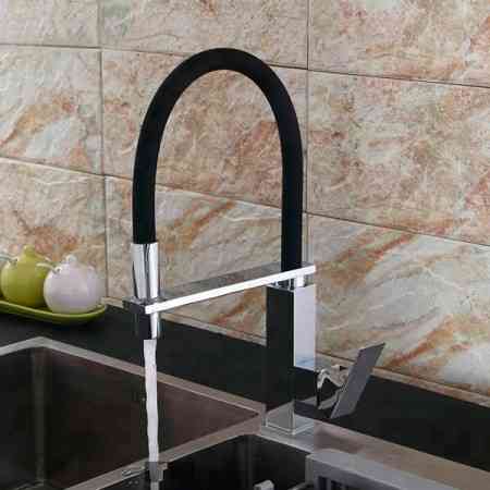 Змішувач для кухні WanFan з висувним зливом, хромований, для гарячої і холодної води Чорний Кам'янець-Подільський