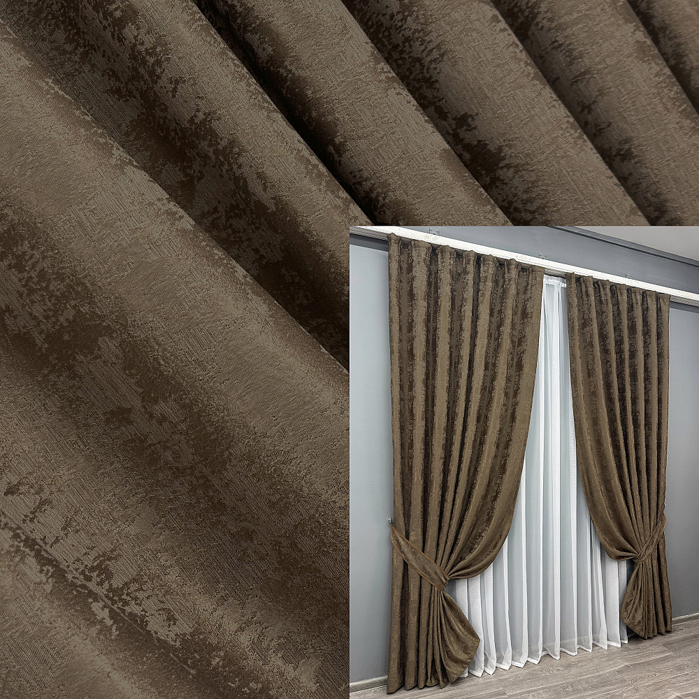 Комплект готових штор VR-Textil Жакард Sultan YL № 1203ш Коричневий 100х270 см 2 шт (31-591) Київ - фото 9