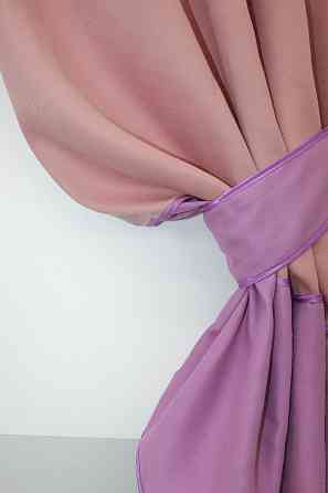 Кухонные шторы VR-Textil № 073к с ламбрекеном и подхватами пудровый с розовым 270х170 см (50-922) Киев