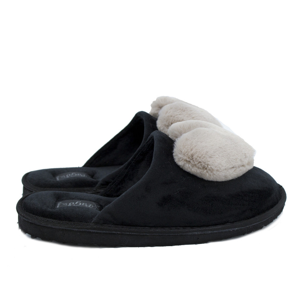 Капці PaGo жіночі закриті чорні "Біжеве серце" тапки із серцем для дому Одеса - фото 2