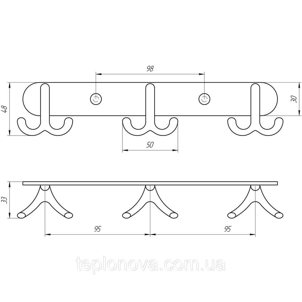 Планка з гачками Perfect Sanitary Appliances RM 1502-3 Чернівці - фото 3