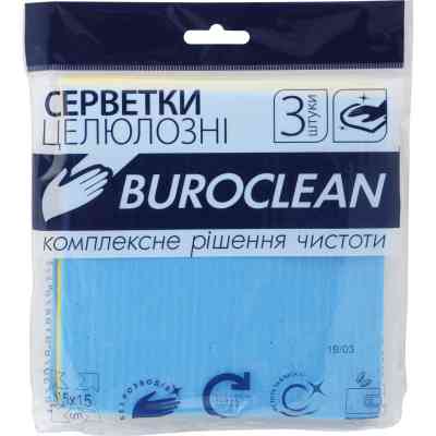 Салфетки для уборки Buroclean целлюлозные влаговпитывающие 15х15 см 3 шт. (4823078919878) Винница