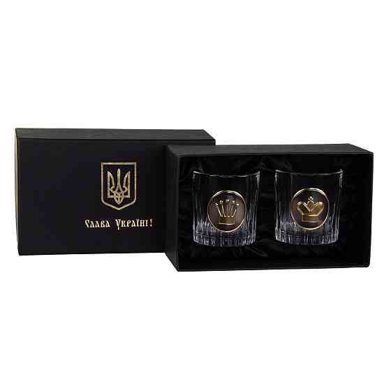 Набір келихів для віскі "ШАХИ"  Boss Crystal, 2 келиха, срібло, золото, чистий кришталь Рівне