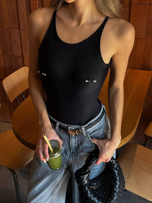 Женский стильный боди с имитацией пирсинга матовый бифлекс Одесса - изображение 1