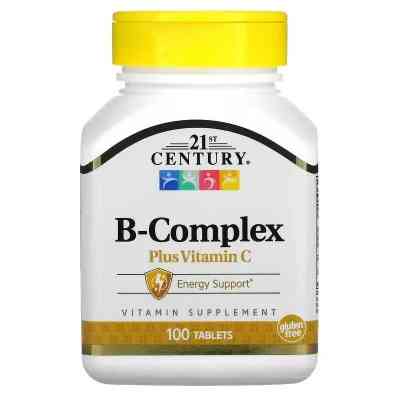 Витаминно-минеральный комплекс 21st Century B-Комплекс и Витамин С, B-Complex Plus Vitamin C, 100 таблеток (CEN-22668) Винница