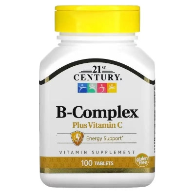Витаминно-минеральный комплекс 21st Century B-Комплекс и Витамин С, B-Complex Plus Vitamin C, 100 таблеток (CEN-22668) Винница - изображение 1