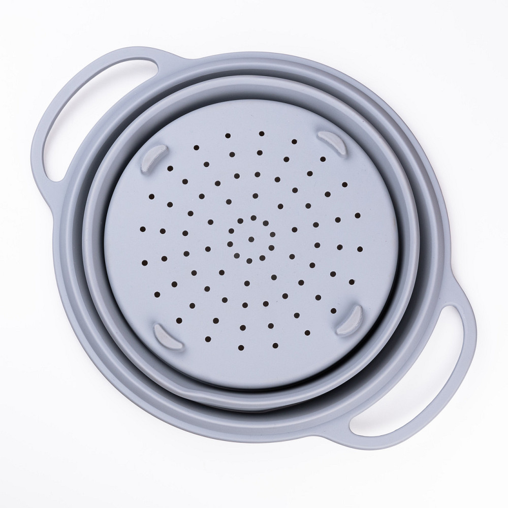 TS Kitchen Друшляк 2.6 л силіконовий складаний з ручками 2.6 л Сірий HP34544G Коломия - фото 3