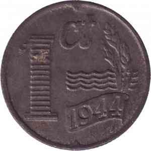 Монета 1 цент. 1944 год, Нидерланды. (Цинк) Полтава