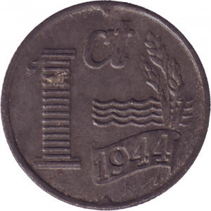 Монета 1 цент. 1944 год, Нидерланды. (Цинк) Полтава - изображение 1